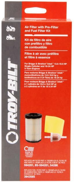 Troy-Bilt Air Filter and Fuel Filter Kit Pony™ Lawn Tractors and Zero-Turn Riders with Briggs & Stratton® Intek™ Engines OE# 5428K, BS-594201, 751P17828, BS-394358S, 751-20708