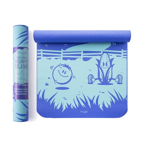 Myga Silk Print Kids Yoga Mat - Non-Slip for Children's Exercise, Fitness, Yoga & Mindfulness - Lightweight, Non-Toxic & Easy Clean Play Mat for Girls & Boys - Third Eye Frenzy