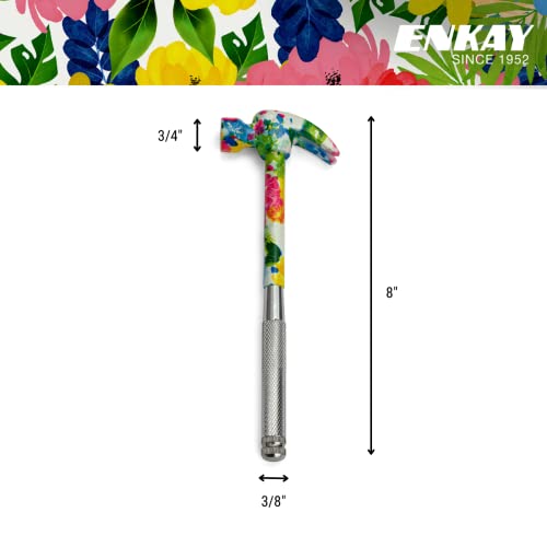 Image of ENKAY - 6 in 1 Floral Hammer and Screwdriver, Multifunction Claw Hammer Tool with Flower Print (Pattern 1)
