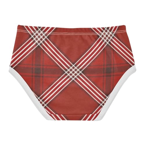 Classic Red Plaid Girls' Underwear Moisture Wicking Comfort Color for Toddler Girls in Sizes 2T,3T, 4T, 5T, 6Y and 8Y2