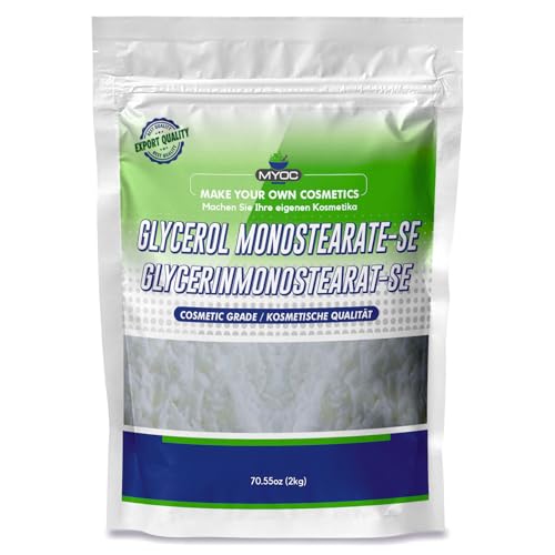 Myoc Glicerol monoestearato SE | Cosmetic Grade | Emulsifier for DIY Skincare & Haircare - 2 kg / 70.55 oz