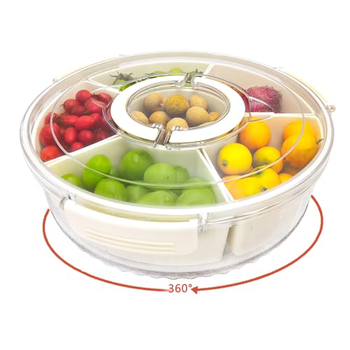 manaraha Snackle Box Container with Lid and Handle,Rotating Snack Spinner, Fridge Organizer and Deli Containers,Kids and Adults Snack Boxes,Spice Tray, Fruit Platter for Party and Picnic (12