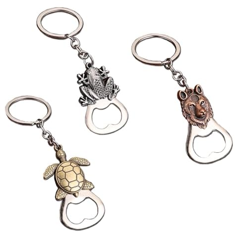 HizeJie Keychain Bottle Opener Animal Beer Bottle Opener Zinc Alloy Openers 3 Pcs 3D Practical Gift for Kitchen Bar Restaurant Party Supplies Cover