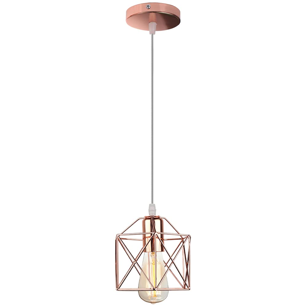 Lustre de campagne industriel en fer forgé rose D à 3 têtes E27