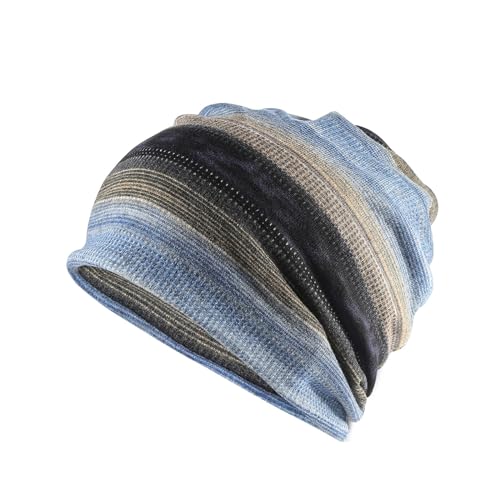Treer Beanie Hat Men Women Warm Slouch Cap Thermal Soft Feel Knitted Beanie Windproof Hat Fashion Unisex Running Skull Cap Winter Summer Sports Hat Sl