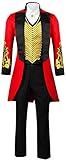 Xuminvty PT Barnum Costume Showman Adult Men Cosplay Tailcoat Jacket Suit Ring Master Circus Halloween Suit (Black, Medium)