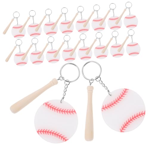 Porte-clés de baseball en acrylique blanc pour cadeaux de fête sportive (18 pièces)