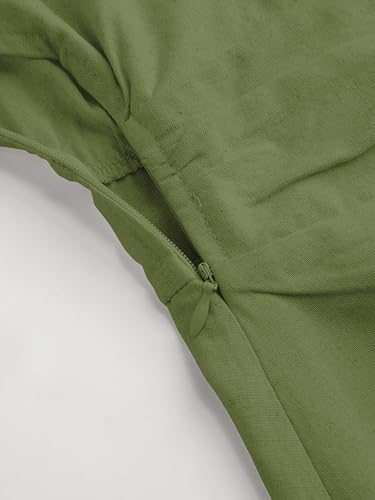 CIDER Women Plus Size Linen Blend V Neck Ruched A Line Short Sleeve High Waist Elegant Casual Dresses4