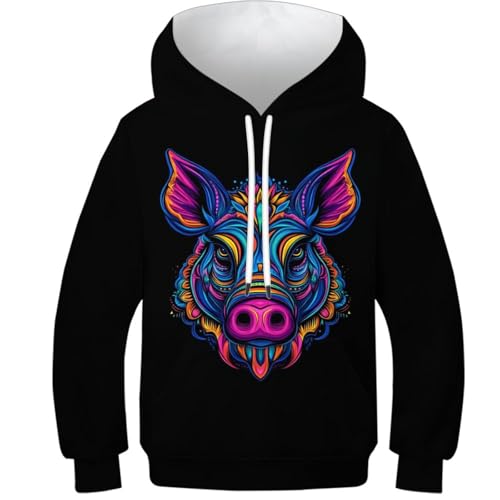 Sweat garçon imprimé 3D pour le collège pull cochon mignon 13-15 ans