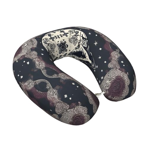 Almohada ergonómica U para viaje de poliéster negra miniatura 2