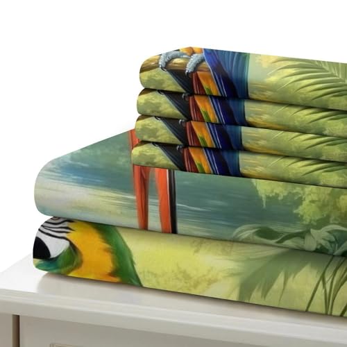 Housse de couette ultra douce 3D parure de lit perroquets premium