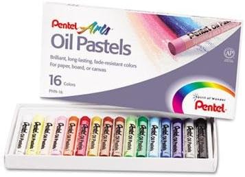 Pentel PHN16 Oil Pastel Set With Carrying Case,16-Color Set, Assorted, 16/Set PENPHN16