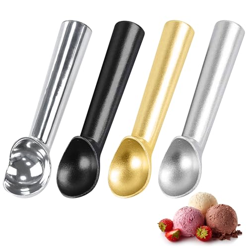 4PCS Ice Cream Scoops,Aluminum 7 INCH Handle Ice Cream Scooper,Non-Stick Anti-Freeze One-Piece Design Cookie Spoon for Hard ice Cream, Fruit Puree, and Potato mash