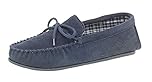 Mokkers BRUCE Suede Leather Moccasin Full Slippers - Navy Blue Real Suede, Mens UK 14 / EU 48