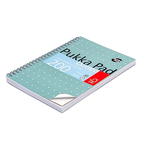 Pukka Pad A5 Dotted Metallic Jotta Book - Ideal für Graphing und Journaling 21 x 14,8 cm, Spiralbindung mit 80GSM Papier, 4-Loch gestanzte Ränder und perforierte Kanten, 200 Seiten, 3er-Pack, Gray