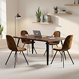 Homy Casa 5-Piece Conference Table Set with Swivel Office Chairs, Mid-Century Modern Meeting Table & Upholstered Seats, Collaborative Workstation for Office, Studio, or Small Team Spaces, Brown