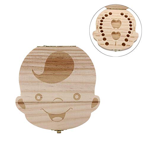 Baby Teeth Box Wooden Tooth Album Souvenir Box Organizer Boy AZ-004