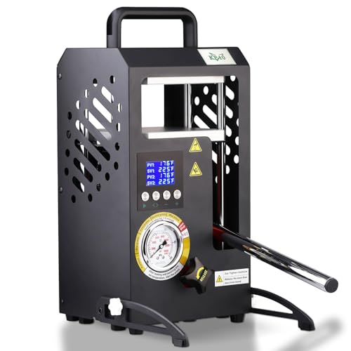 LTQ Vapor Rosin Presse – 10 Tonnen Hydraulische Kolophonium-Extraktionsmaschine mit Manometer, 15 × 15 cm Heizplatten mit Zwei unabhängigen Temperaturreglern