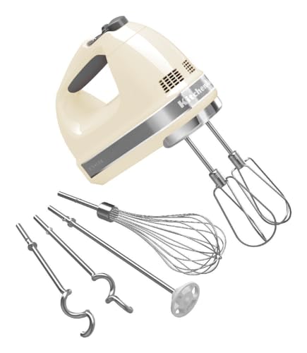 KitchenAid Almond Cream 9 Speed Artisan Hand Mixer with 5 accessories - KHM926