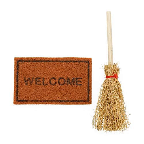 Odoria Miniature 1/12 Tapis et Balai Accessoire Maison de Poupée