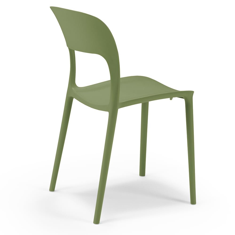 REDÒKASA Set 4 sedie in polipropilene KATE, impilabile, resistente ai raggi UV, design moderno, ideale per sala da pranzo, cucina, sala d’attesa, bar, ristoranti o da esterno (4, Verde Oliva)