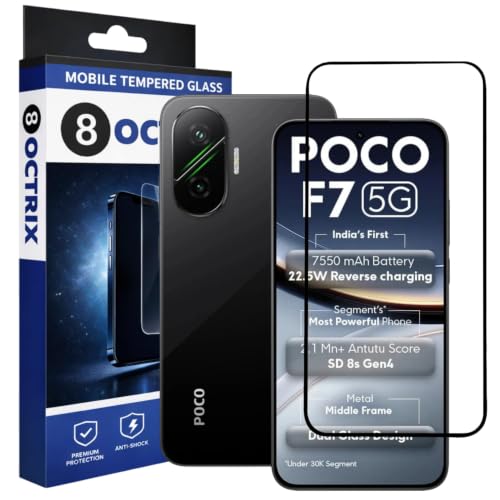 Image of Military-Grade Tempered Glass Screen Protector Compatible for Poco F7 with Edge to Edge Coverage - Case Friendly, Anti-Scratch & Bubble-Free Installation Kit