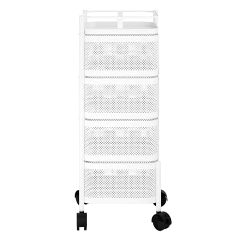 Estante de almacenamiento de cocina de 5 niveles con carrito giratorio para verduras y cesta de almacenamiento de frutas con ruedas