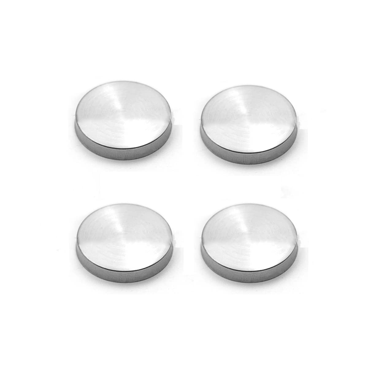Edelstahl-Spiegelschrauben, dekorative Kappen, Durchmesser: 14 mm, Spiegelbefestigungen, Abdeckung mit konvexer Öffnung, Gummipartikel, gebürstetes Silber, 4 Stück