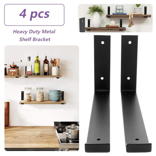 Équerre murale robuste 30 cm MIVIDE lot de 4 pour charge lourde noire