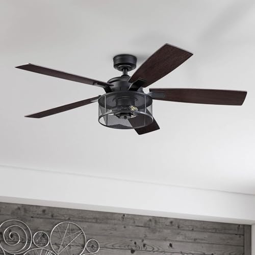 Honeywell Ceiling Fans Carnegie Industrial 52 Inch Ceiling Fan with Light, Remote Control Fan, LED Indoor Fan with 5 Blades, Gray Pine and Brown Chestnut Blade Finish Options, Matte Black (50614-01) thumbnail 10