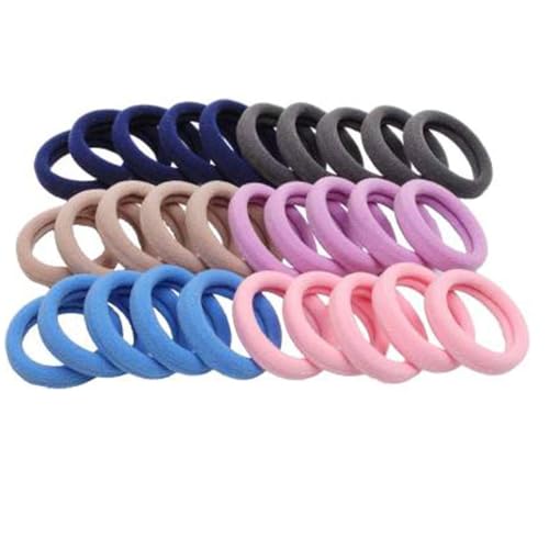 Image of Elina 60 Light Pastel Elastic Ponytail Holder Hair Rubber Multi Color Ties Head Bands Soft Cotton Thick Thin Hair Wear for School Girls, Kids, Women Accessories (Pack of 60)