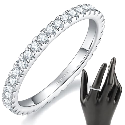 MINDDHA Stackable Rings for Women- Cubic Zirconia Simulated Diamond Stackable Eternity Bands/Silver Color-2mm Stacking Rings for Oura Gen 4/Oura Gen 3 Size 9