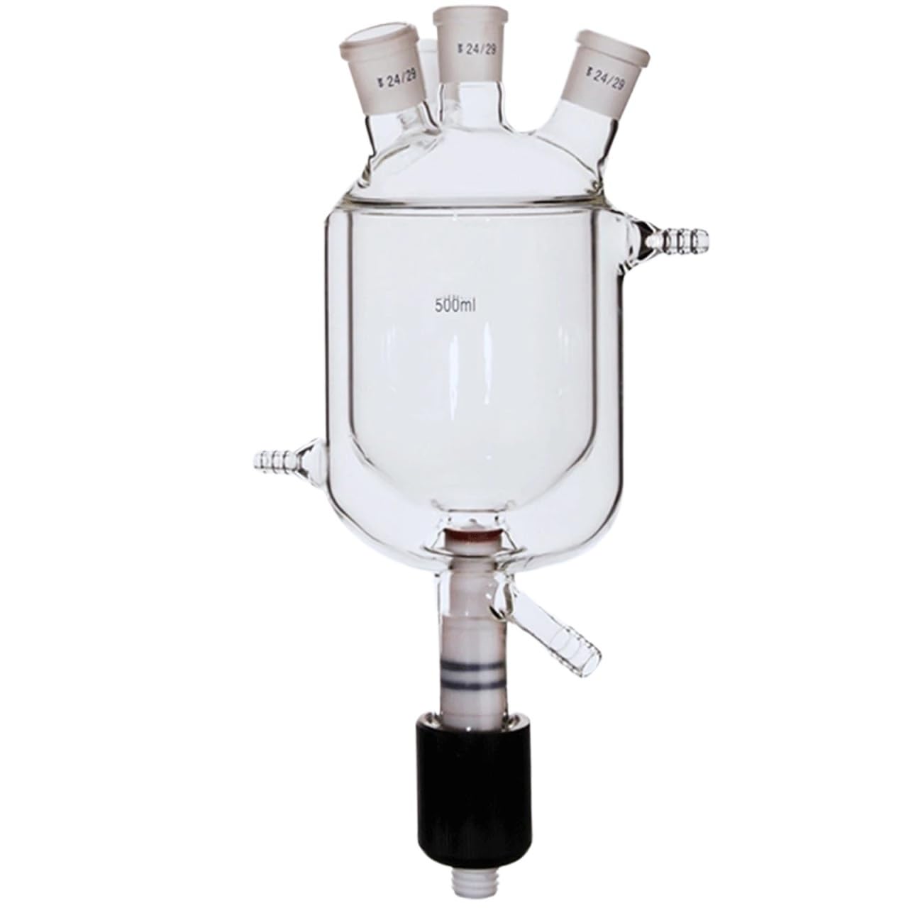 matraz de fondo redondo， Botella de reacción de vidrio borosilicato de doble capa con tres cuellos, 250/500/1000/2000 ml(250ml)