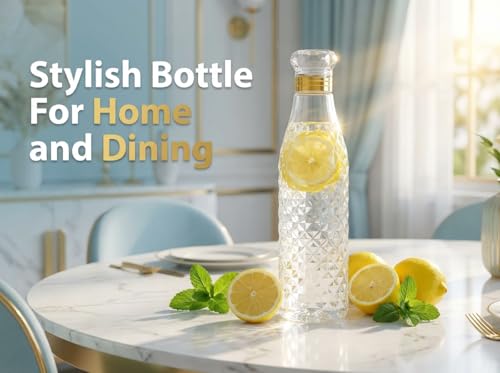 Image of Diamond Shape Plastic Water Bottle 1 Litre Leak Proof BPA Free Thick Drinking Bottle for Office Home Gym Travel Fridge Bottle with Airtight Cap - Pack of 6