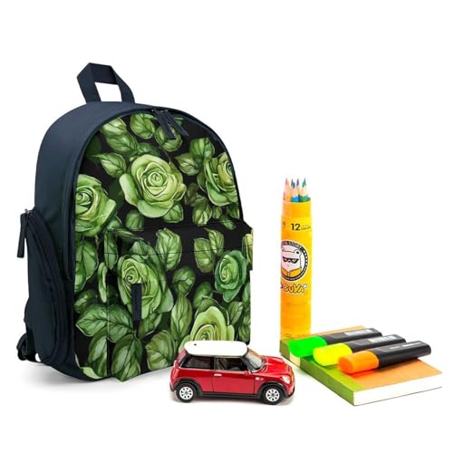 Green Rose Cute Backpack Lightweight Mini Shoulder Bag Travel Daypack for Camping Picnic Blue-style3