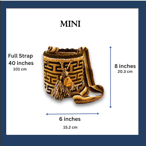 Mini Traditional Wayuu Mochila Bag | Woven Crossbody | Handmade | Boho (Blue and Teal)3