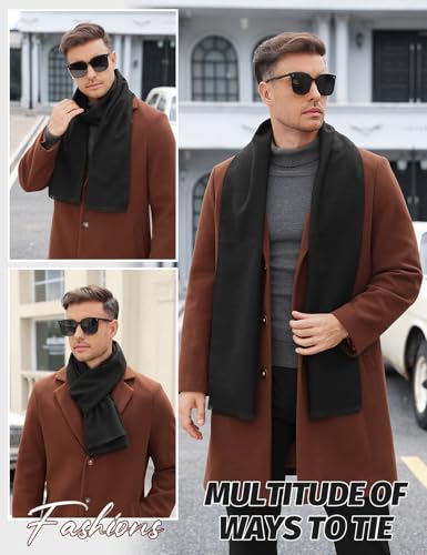 Lonya Schal Herren Winter Tartan Schal Faux Kaschmir Classic Plaid Männer Classic Warmer Weicher Solid Winterschal C-Schwarz,180 * 30cm