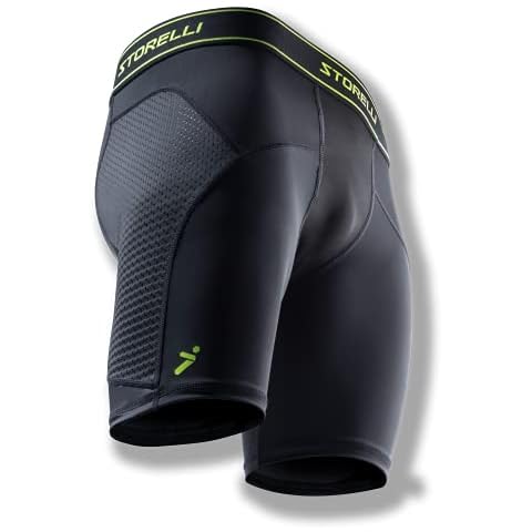 Storelli BodyShield Unisex Turf Burn Sliders | Compression Soccer Sliding Undershorts | Enhanced Lower Body Protection | Black | Youth Medium Cover