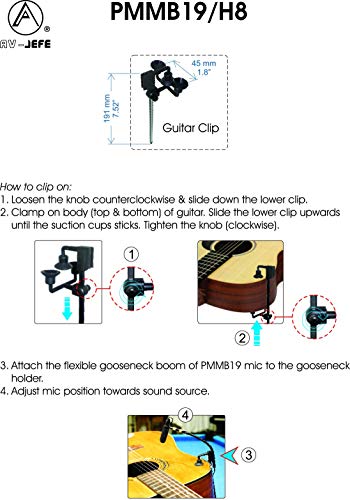 Av-Jefes Pmm19B-H4P-Gt Guitar Clip-On Musical Instrument Microphone For Audio Technica Wireless Microphone And Phantom Power Input #TOP6