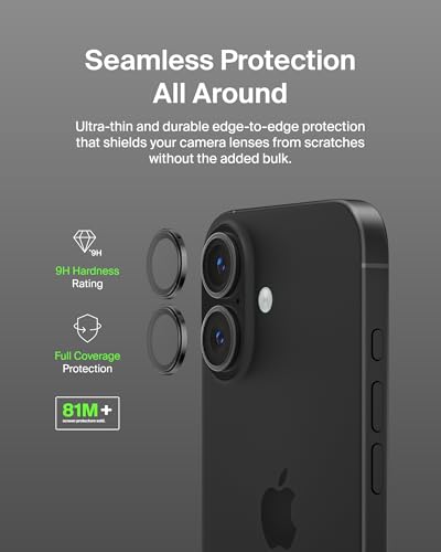 Image of Belkin Camera Lens Protector for Apple iPhone 17 /16 /16 Plus - Case-Compatible Tempered Glass Lens Cover, Apple iPhone Accessories - 2-pack