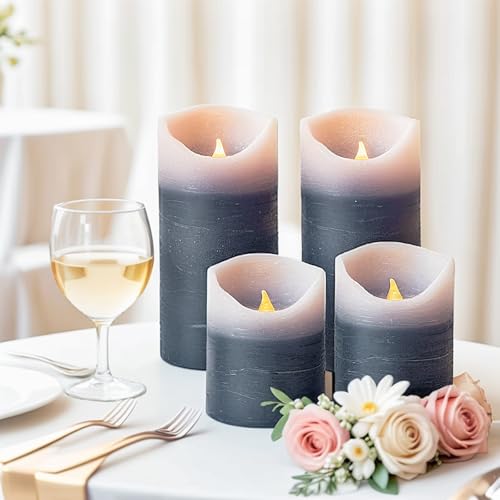 Image of Blue Flameless Candles with Remote and Timer, 4 Pack Real Wax LED Pillar Candles Battery Operated with Flickering Flame,Flickering LED Candles for Christmas Gift Party Home Decor (Blue)