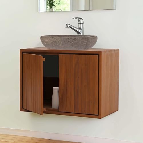 Mendler Teak-Waschbeckenunterschrank HWC-M91, Waschtisch Schrank, hochwertiges B-Grade-Teak (Kernholz, 20-30 Jahre), 50x70x40cm