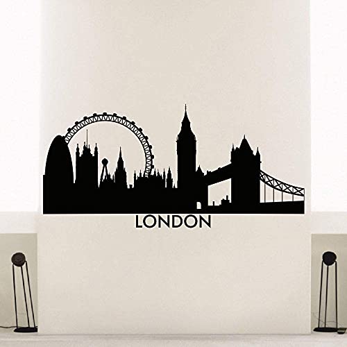 Londres Skyline Wall Sticker Vinyle Ville Sticker Londres Skyline Ville Silhouette Mur Art Mural Décor À La Maison Affiche 88 * 42Cm