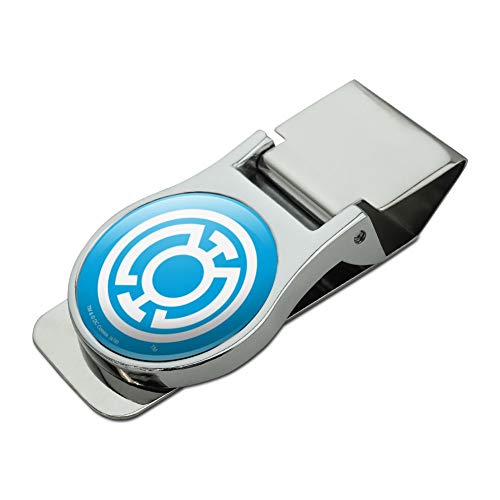 Green Lantern Blackest Night Blue Lantern Logo Satin Chrome Plated Metal Money Clip
