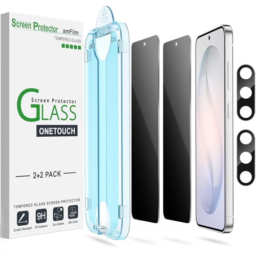 Image of amFilm OneTouch for Samsung Galaxy S26+ /S26 Plus Privacy Screen Protector | Auto-Alignment, 30s Install, Bubble Free,Scratch & Drop Protection, Privacy Protection, Lens Protector, 2+2 Pack (S26P-6.7'')
