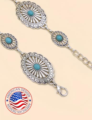 Image of TOPACC Western Metal Concho Belt for Women Cowgirl Chain Belts for Dresses Jeans Country Concert Outfit