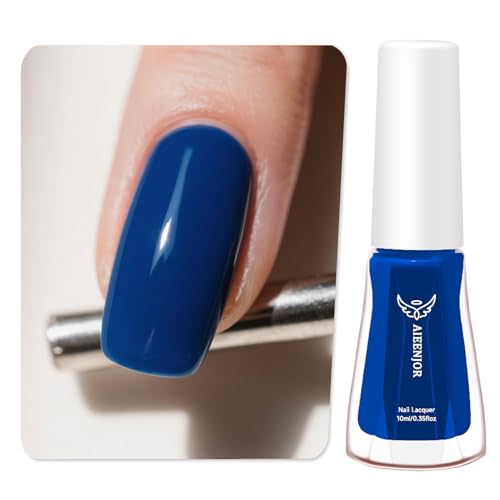 Aieenjor Vernis à ongles Bleu, 10 ml Brillant à séchage rapide et longue tenue, Vernis à ongles bleu foncé pour manucure DIY et Nail Art