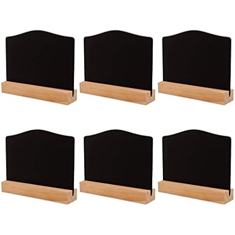 Amosfun 6 Stücke Mini Holz Tafel Tisch Kreidetafel Kleine Memotafel Dekotafel Tischtafel als Tischkarte Platzkarte Tischaufsteller für Hochzeit Party Tischdeko Cover