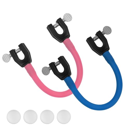2 Pezzi Connettore per Punta da Sci per Bambini con 4 Pezzi Distanziatori, Connettore da Sci Portatile Aiuto per l'Allenamento dello Sci Accessori per Snowboard per Bambini Principianti (Rosa, Blu)