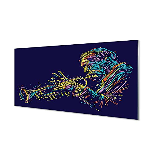 Tableau moderne pour grand mur vide Tulup verre homme trompette 140x70